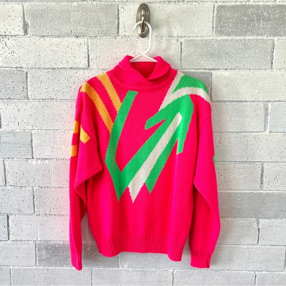 Rare Neon Pink 90s Vintage Obermeyer Ski Sweater